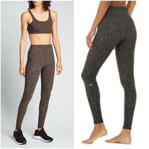 ALO Yoga Vapor High Waist Leopard Print Leggings Brown Black M